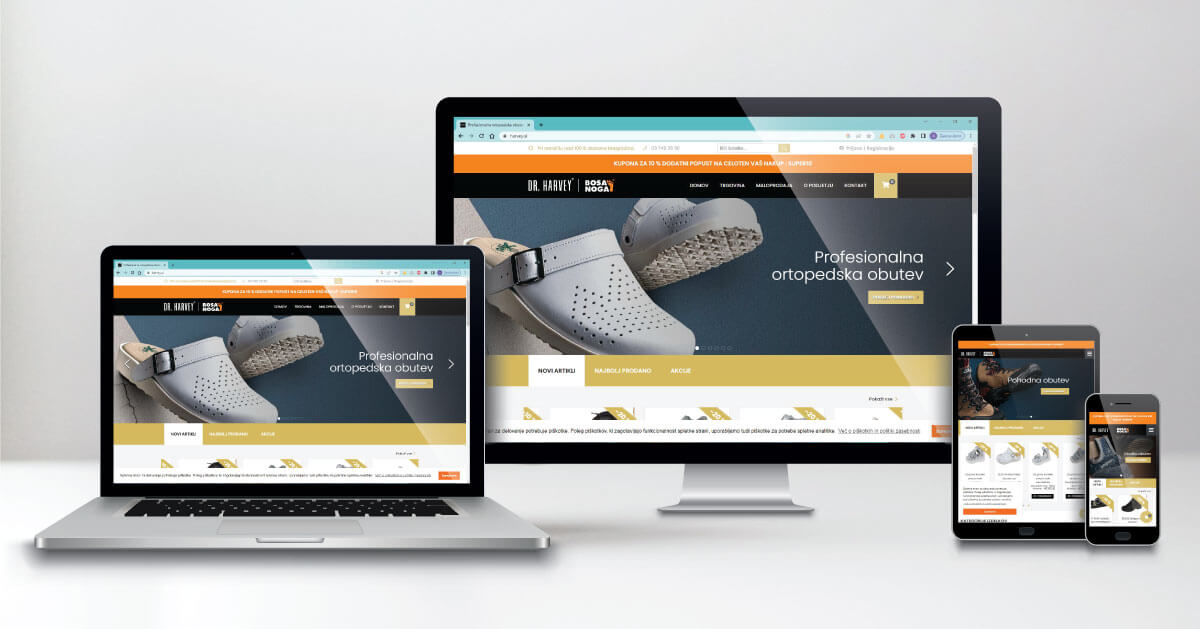Harvey obutev - spletna stran prilagojena za pametne naprave